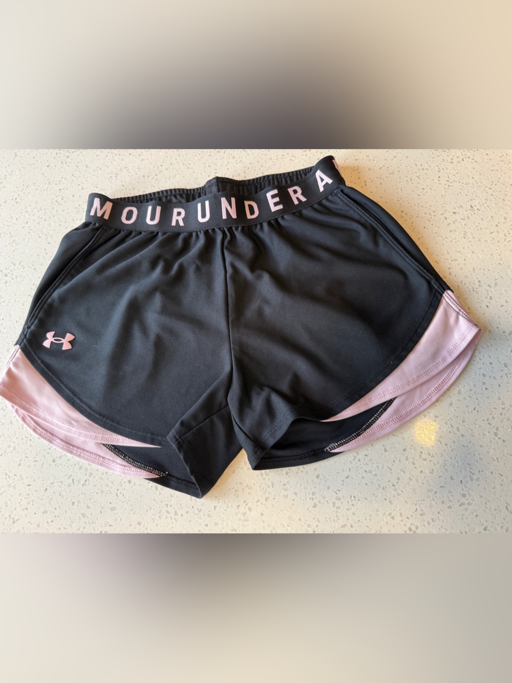 Under Armour Women’s Black & Light Pink Athletic Shorts